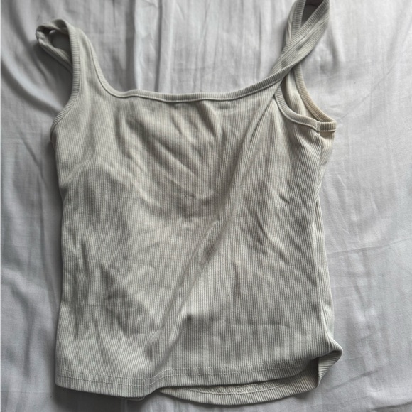 Women's Cream Ribbed Tank Top - Picture 2 of 2